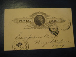 SYRACUSE Onodaga New York NY 1888 To Poughkeepsie Dutchess New York NY UX9 PC5 Postal Stationery Card USA - ...-1900