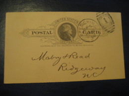 RALEIGH Wake Durham North Carolina NC 1890 To Ridgeway Warren North Carolina NC UX9 PC5 Postal Stationery Card USA - ...-1900
