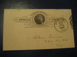 READING Berks Pennsylvania PA Americus Club 1888 City UX9 PC5 Postal Stationery Card USA - ...-1900