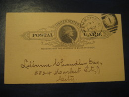 WILMINGTON New Castle Delaware DE 1887 To City UX9 PC5 Postal Stationery Card USA - ...-1900