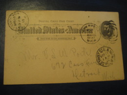ANN ARBOR Washtenaw Michigan MI 1893 To Detroit Wayne Michigan MI UX10 PC6 Postal Stationery Card USA - ...-1900