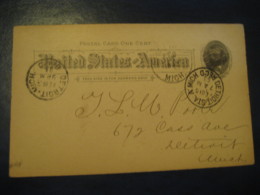 BELLEVILLE Wayne Michigan MI 1893 To Detroit Wayne Michigan MI UX10 PC6 Postal Stationery Card USA - ...-1900