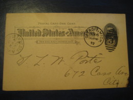 DETROIT Wayne Michigan MI 1892 To City UX10 PC6 Cancel 3 Number Postal Stationery Card USA - ...-1900