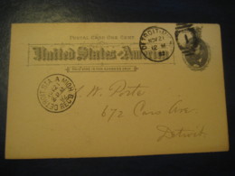 DETROIT Wayne Michigan MI 1892 To Detroit City UX10 PC6 Cancel 1 Number Postal Stationery Card USA - ...-1900