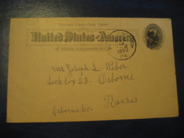 FREEMANSBURG Northampton Pennsylvania PA 1892 To  Osborne Kansas KS UX10 PC6 Postal Stationery Card USA - ...-1900