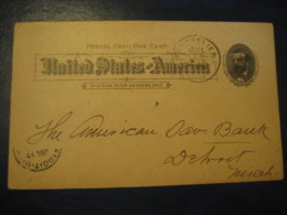 MONTPELIER Williams Ohio OH Banking 1894 To Detroit Wayne Michigan MI UX10 PC6 Postal Stationery Card USA - ...-1900