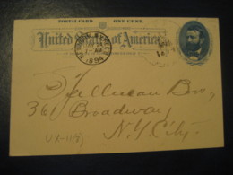 NEW YORK NY 1894 To City UX11 PC6 Postal Stationery Card USA - ...-1900