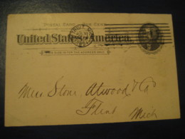 DETROIT Wayne Michigan MI 1894 To Flint Genesee Michigan MI UX12 PC7 Postal Stationery Card USA - ...-1900