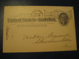 ELMIRA HEIGHTS Chemung New York NY 1897 To Skinners Eddy Braintrim Pennsylvania PA C UX12 PC7 Postal Stationery Card USA - ...-1900