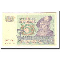 Billet, Suède, 5 Kronor, 1977, 1977, KM:51d, TB - Suède