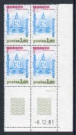 Bloc De 4 Timbres** De 1981  "1,60 - U.N.E.S.C.O - Sukhotaï - Thaïlande"  Avec Date  8.12.81 (2 Traits) - Service