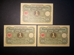 Germany 1920: 3 X 1 Mark With Consecutive Serial Numbers - [13] Bundeskassenschein