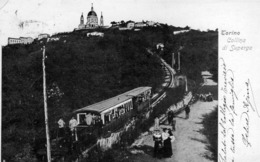 CARTOLINA DI TORINO COLLINA DI SUPERGA VIAGGIATA ANNO 1900 - Transportmiddelen