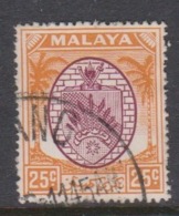 Malaya-Negri Sembilan Scott 51 1949 Arms 25c Orange And Roselilac,used - Negri Sembilan