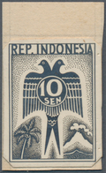 Indonesien - Vorläufer: Java, 1945, 10 Sen Doublehead Bird With Palm And Volcano, In Black On Photop - Indonesien