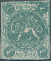 Iran: 1870, Baqeri Issue, 4ch. Bluish Green, Type II On Thick Wove Paper, Touched To Narrow Margins, - Iran