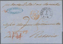 Niederländisch-Indien: 1863, Incomming Mail: Fresh Stampless Folded-envelope With Taxation "21" Chan - Niederländisch-Indien