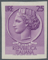 Italien: 1961 (ca.), 25 Lire Violet, Without Watermark (Sassone 769 A = 4000 € Per Stamp) And Not Pe - Gebraucht