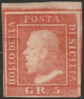 Sicilia, 5 Grana I Tavola Vermiglio Chiaro N.10 Bdf MH * Cv 1500 - Sicily