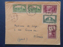 1936 - LETTRE ALGÉRIE CAD De TEBESSA CONSTANTINE Avec AFFRANCHISSEMENT COMPOSÉ Pour NIMES FRANCE PAR AVION - Cartas & Documentos