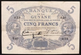 BANQUE DE LA GUYANE Guyane 5 Francs Pick#1d Lotto.2845 - Französich-Guyana