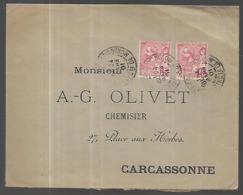 Monaco Lettre Du 24 03   1901    Pour  Carcassonne    '(  France) Affranchissement 30  C - Briefe U. Dokumente
