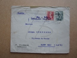 VEND TIMBRES D ' ESPAGNE N° 660 + 667 SUR DEVANT DE LETTRE + CENSURE TARRAGONA !!! - Nationalists Censor Marks