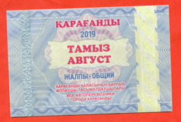 Kazakhstan 2019. City Karaganda. August Is A General Ticket - A Monthly Bus.  Plastic. - Monde