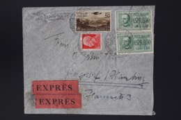 Italy Airmail Expres Cover Genova -> Hamburg Germany 1937  Mixed Franking Sa A96 - Marcophilie (Avions)