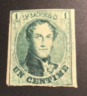 1858-61 1c Vert Medaillon Neuf Gomme D’ Origine ! Frais Yv. 9 (Belgique Belgium Belgien - 1858-1862 Medaillen (9/12)