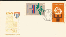 V) 1972 CARIBBEAN, XX SUMMER OLYMPICS, MUNICH, H- BASKETBALL, ATHLETE, EMBLEMS, WITH SLOGAN CANCELATION IN BLACK, FDC - Brieven En Documenten