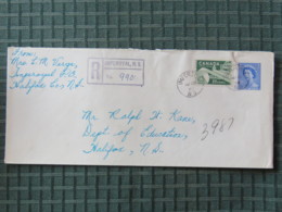 Canada 1959 Registered Stationery Cover Imperoyal To USA - Queen - Paper Industry - Lettres & Documents