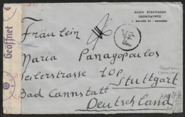 1943 - GREECE To GERMANY - DOUBLE CENSOR OKW & GREEK MARKING To STUTTGART - Brieven En Documenten