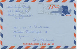 USA 1969 John F. Kennedy 13C Aerogramme WEST NEW YORK NY 07093 / PRAY FOR PEACE - 3c. 1961-... Lettres