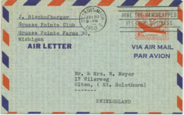 USA 1950 10C Aircraft Air Letter Slogan DETROIT.MICH / HIRE THE HANDICAPPED ITS - 2c. 1941-1960 Lettres