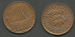 ESTLAND Estonia 1990 - 1 Kroon Coin Wiking Ship - Estland