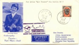 ALGERIEN 1958 Zuleitung M AIR FRANCE Aus ALGER Erstflug DRESDEN-KARL-MARX-STADT - Posta Aerea