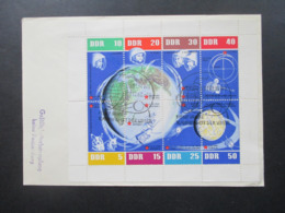 DDR 1962 Kleinbogen Raumfahrt 5 Jahre Solwjetische Weltraumflüge Blankoumschlag Und SST Vom Ersttag - Storia Postale