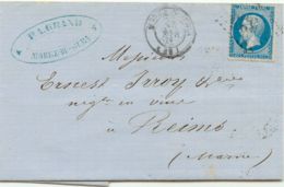 FRANKREICH 1863 20 C Blau Napoleon EF Pra.-Bf, ABART: Rahmen Unten Gebrochen - Unclassified