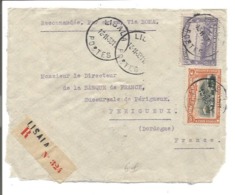 VP.0537/ Recommandé Par Avion Via Boma Pour Banque De France Perigueux - Covers & Documents