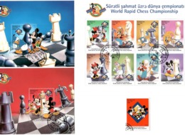 Azerbaijan 1998. Disney Mickey (Chess). M/S Of 8v X500+2 S/S X4000+1v 250. Michel # 427-34,437+BL36,37  (oo) - Azerbeidzjan