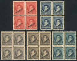 ARGENTINA: GJ.143 + Other Values, 5 Blocks Of 4 Of The Set With MUESTRA Ovpt., All MNH And Of Superb Quality! - Sonstige & Ohne Zuordnung