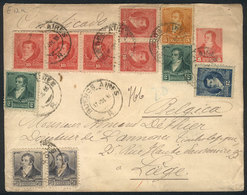 ARGENTINA: 5c. Rivadavia PS Cover  + GJ.137 Pair + 139 X2 + 140 + 143 X5 + 144, Sent Registered From Buenos Aires To Bel - Sonstige & Ohne Zuordnung