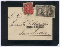 ARGENTINA: GJ.145 Pair + 142 (making Up 37c.), Franking A Registered Mourning Cover Sent From Buenos Aires To San Juan,  - Sonstige & Ohne Zuordnung