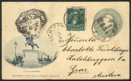 ARGENTINA: GJ.176 On A 4c. Liberty PS Card Ilustrated (San Martín Monument), Sent On 15/MAR/1898 From B.Aires To Austria - Sonstige & Ohne Zuordnung