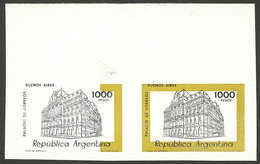 ARGENTINA: GJ.1850P, 1979/82 1000P. Colón Theater, IMPERFORATE Pair, In The Left Stamp The Ocher Color Is Partially Miss - Sonstige & Ohne Zuordnung