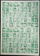 ARGENTINA: COMPLETE SHEET Of 100 Labels Of The National Board Of Tourism, GREEN COLOR, With 4 Complete Sets Of 25 Cinder - Cinderellas