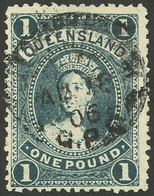 AUSTRALIA: Sc.78, 1882/5 1£ Dark Green, Used, Watermark Sideways (thin Paper), VF Quality! - Other & Unclassified