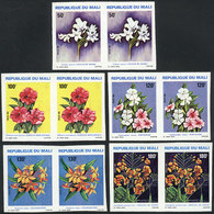 MALI: Yvert 412/416, 1981 Flowers, Complete Set Of 5 Values, IMPERFORATE PAIRS, VF Quality! - Mali (1959-...)