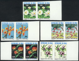 MALI: Yvert 441/5, 1982 Flowers, Complete Set Of 5 Values, IMPERFORATE PAIRS, VF Quality! - Mali (1959-...)